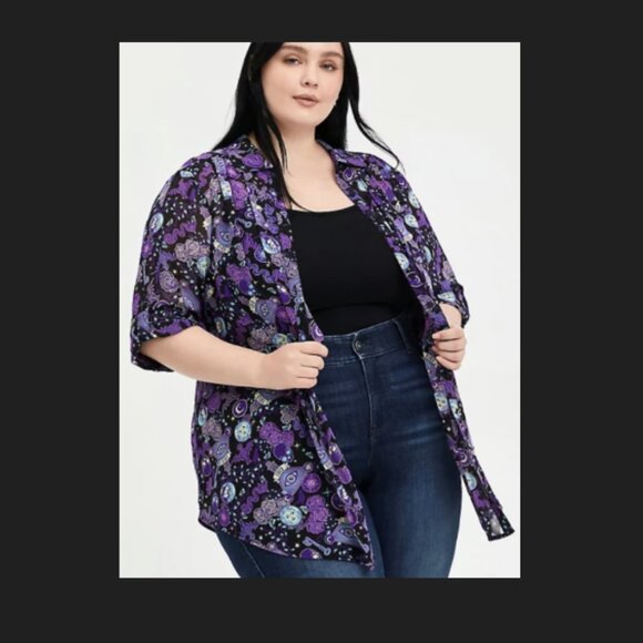 Torrid haunted mansion  Purple and Black Blouse - Picture 3 of 11